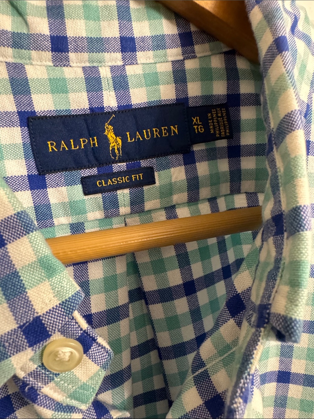 Ralph Lauren Blue and Mint Gingham Classic Fit Button-Down Shirt